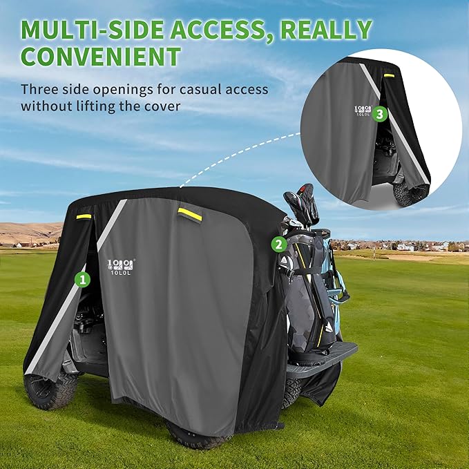10L0L Heavy Duty 650D Golf Cart Cover for 2/4/6 Passengers EZGO, Club Car and Yamaha, All Weather Outdoor Protection Weatherproof