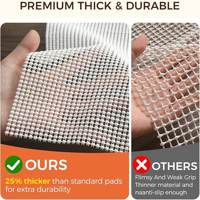 BAGAIL BASICS 2 x 3 FT Rug Pad Gripper for Hardwood Floors, Non Slip Rug Pads for Area Rugs, Extra Thick Under Rug Padding, Protect Your Rugs & Floors
