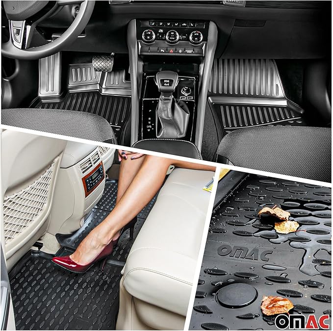 OMAC Custom Floor Mats & Cargo Liners for VW Golf GTI MK7 2015-2021 Black 5 Pcs