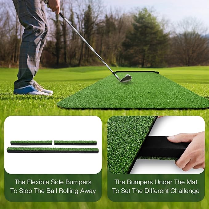 Wekin Golf Putting Green Mat Indoor,3x10ft Thickening Outdoor Portable Golf Game Set Training Turf with Side Border,Movable Cup for Home Backyard Office