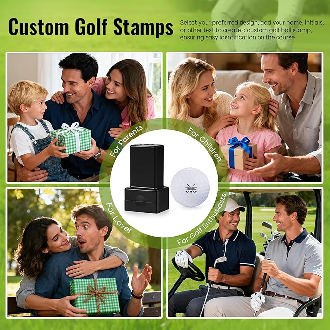 Custom Golf Ball Stamp Personalized Name Monogram Golf Ball Stamper Waterproof Golf Ball Marker Accessories Gifts for Men, Dad, Golfers