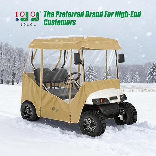 10L0L Universal Golf Cart Enclosure Compatible with EZGO and Club Car Models, 2-Passenger Golf Cart Waterproof 420D Material Windproof Transparent on 2 Sides