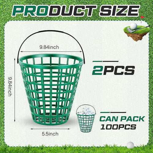 2 Pcs Golf Ball Basket, Can Hold Balls Golf Ball Container with Handle Ball Holder Contain Stadium Accessories Golf Ball Storage Bucket for Golf Storage Accessories