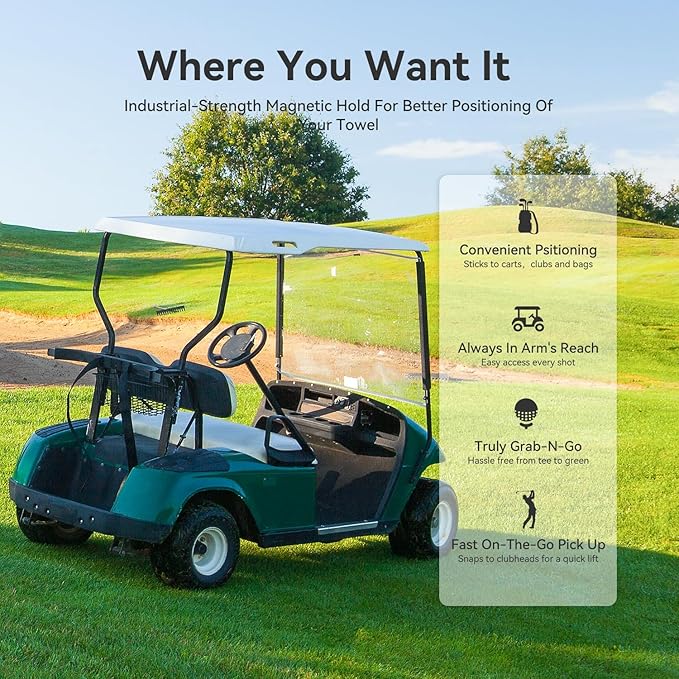 Magnetic Golf Towel with Clip and Cleaning Pocket -Ideal for Male Golfers, perftct Gifts for Men-Magnetic Golf to Golf Accessories for Bags, Carts or Clubs 24"*16"