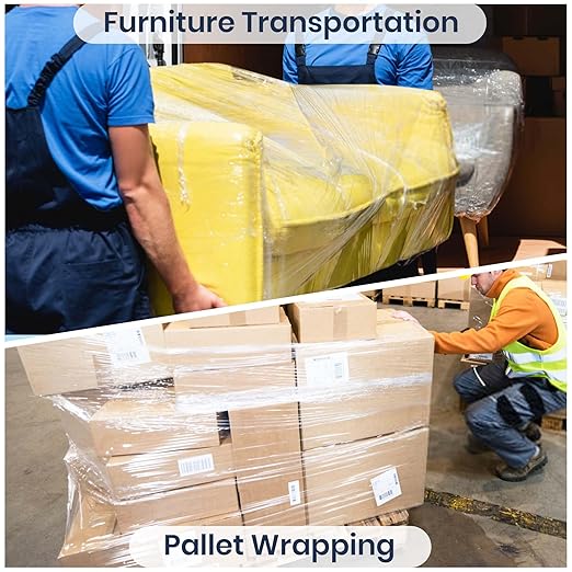ADHES Handheld Stretch Film, 6 Rolls 100mm x 150m, Heavy Duty Plastic Wrap for Packaging, Moving, and Storage