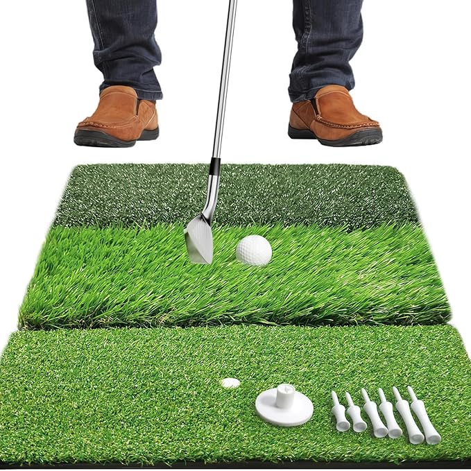 Golf Hitting Mat, Golf Training Mat for Swing Path Feedback Detection Batting,Extra Replaceable Golf Practice Mat 16"x12", Golf Gifts for Men Women for Home Indoor Outdoor