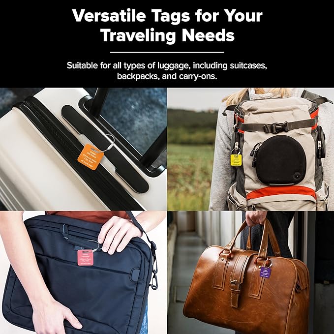 Custom Luggage Tags, Personalized Name Address for Suitcases,Backpack, Handbag, Travel Equipment Tag, 2x2 Inches, Acrylic Heavy Duty Waterproof, Made in The USA by My Sign Center- Black
