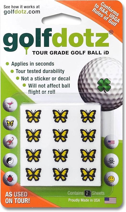 Golfdotz - USGA Rule Conforming Novelty Golf Ball Markers, Golf Ball Stickers for Marking Balls, No More Smearing from Stamps, Gifts for Golfers, Dads, and Retirees, (CreaturesCollection; 18-32 Count)