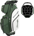 PU Leather Lightweight Men Women Blue White Black Green Golf Bag,Multiple 10 Pockets 14-Way Dividers Cooler Pouch Golf Cart Bag