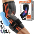 DR. BRACE® Elite Elbow Brace Support, Breathable Elbow Compression Sleeve with Gel Pad for Golfer's, Tennis Elbow & Tendonitis Treatment & Pain Relief 2024 (Grey-Orange, XX-Large)