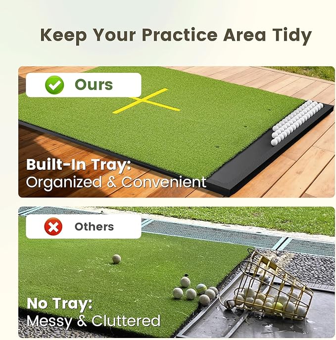 Golf Mat Indoor Outdoor with Stance Guide Cross-Line, 5x4ft & 6x4ft, 26mm & 31mm Thickness Green Turf Practice Mats for Hitting Training Swing, for Men, Dad, Husband & Golf Lovers