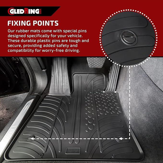 Gledring USA Custom Fit All-Weather Rubber Floor Mats Intended for Volkswagen Golf IV (MK4) 1998-2003, No Trimming Required, Tailored Custom Fit, Protects from Rain, Mud, & Snow.