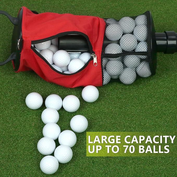 HOW TRUE Golf Ball Retriever, Portable Shag Bag Golf Ball Pick Up with Removable Plastic Tube, Pocket Shagger Storage