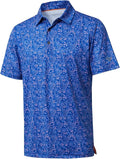 Golf Shirts for Men Dry Fit Short Sleeve Print Performance Moisture Wicking Polo Shirt
