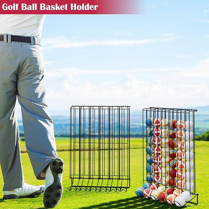 Vrisa Golf Ball Display Rack Wall Mount Display Case Tabletop Metal Holder - Steel Golf Ball Organizer Storage Stand for 60 Balls Each, Black
