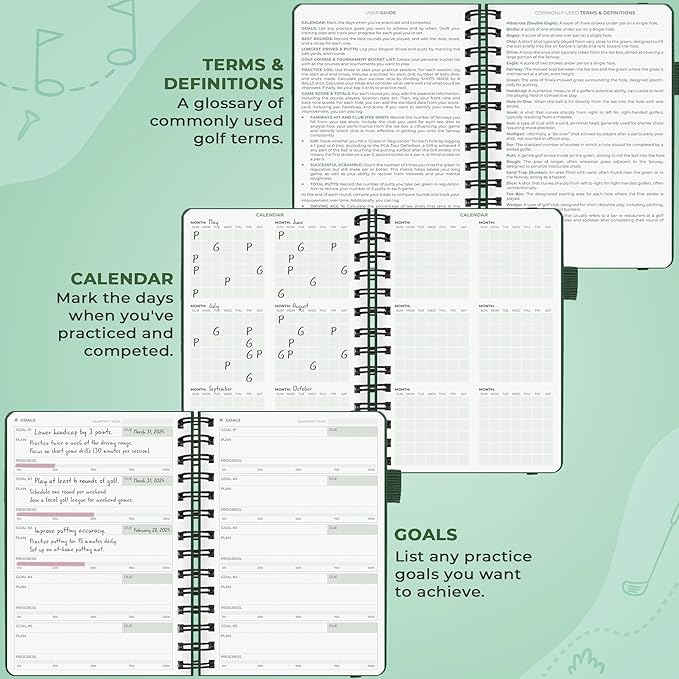 Clever Fox Golf Log Book – Small Training & Scorecard Journal – Pocket Notebook – Golf Practice Accessories & Gifts Ideas for Men (Forest Green)