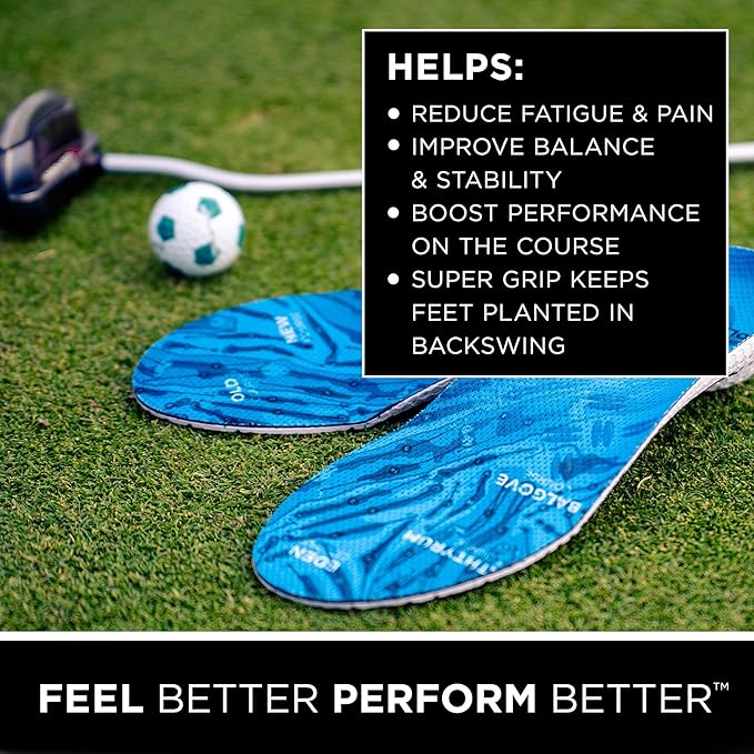 CURREX GolfPro Insoles for Golf Shoes – Arch Support Inserts to Improve Balance, Stability, Comfort & Performance, Help with Foot & Heel Pain Relief – for Men & Women – Low Arch, XL