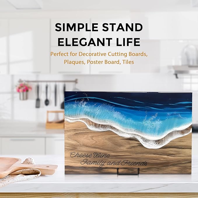 TR-LIFE 4 Pack 10 Inch Large Plate Stands for Display - Metal Plate Holder Stand + Picture Stand + Small Easels for Decorative Plate, Platter, Book, Plaques, Photo Frame, Tabletop Art