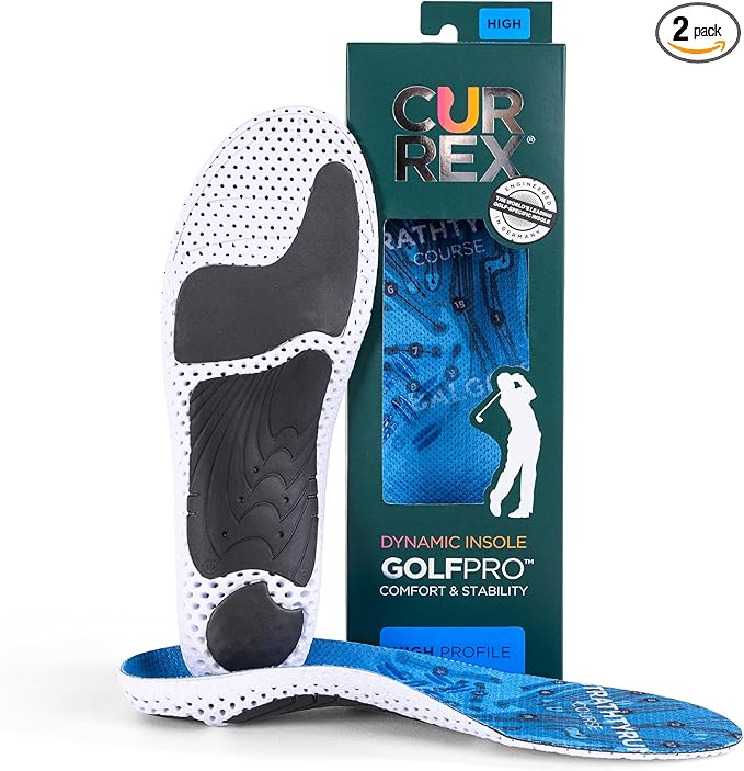 currex GolfPro Insoles for Golf Shoes – Arch Support Inserts to Improve Balance, Stability, Comfort & Performance, Help with Foot & Heel Pain Relief – for Men & Women – High Arch, XS