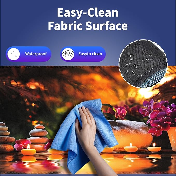 Wknoon. Extra Large Gaming & Office Mouse Pad (31.5" x 11.8") – Zen Zone Mindful Serenity Glowing Candles Orchid Whispers and Stone Harmony, Anti-Slip XXL Desk Mat with Durable Stitched Edges