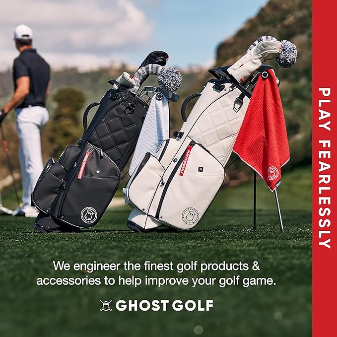 Ghost Golf Magnetic Towel (Greenside) - Premium Ultra-Absorbent Microfiber Golf Towel with Magnet for Golf Carts or Clubs - 18" x 18" Golfing Gear - Waffle Weave Pattern (White)