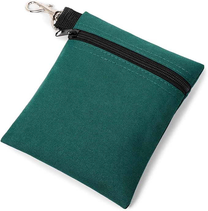 BuyAgain Golf Tee Pouch, 5.62 X 6.87 Inch Professional Zipper Golf Tee/Ball Pouch Bag with Metal Lobster Claw Clip