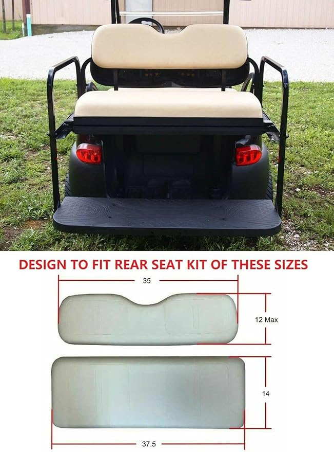 Huskey 4PCS Golf Cart Front/Rear Seat Covers for EZGO Medalist/TXT 94-13 Custom Two-Tone Black/Red Diamond Stitching with Red Piping, Marine Grade Vinyl Material, Staple on Design