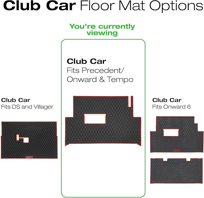 Xtreme Mats Club Car Compatible Golf Cart Mat, Full Coverage Rubber Floor Liner - Fits Club Car Models Precedent (2004-2025)/Onward & Tempo (2017-2025)/Villager & V4L (2019-2024) - Grey Trim