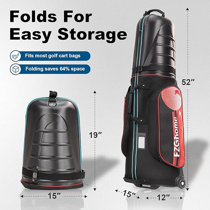 Golf Travel Bags for Airlines with Hard Case Top & Wheels, Hard Shell Top Protect Golf Club, 1680D Heavy Duty Oxford, Wide-Mouth Effortless Packing, Lightweight