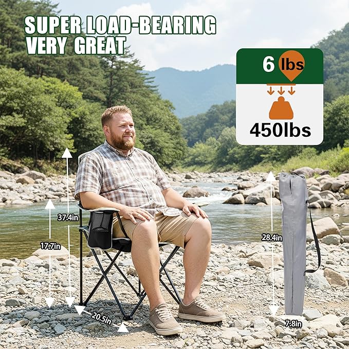 Portable Outdoor Folding Chair with Cup Holder & Cooler Bag - Breathable Mesh, Wide Armrests, Ergonomic Design for Camping, Beach, Backyard - Includes Storage Bag & Bottle Opener (Black/Green/Red)