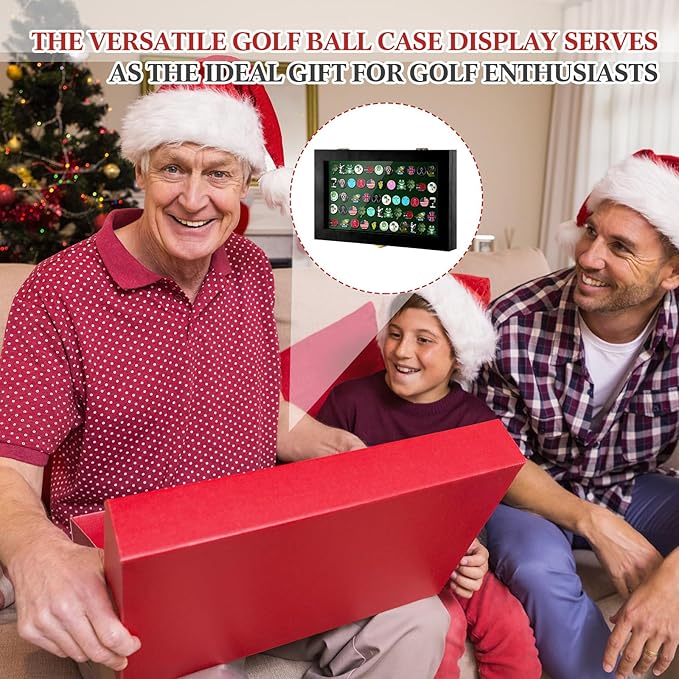40 Golf Ball Marker Display Case Full Magnetic Backing 15.5" W x 9.5" H Wall Mount Wooden W/98% UV Acrylic Door Lockable Storage Display Box for Ball Marker Collection(Black)