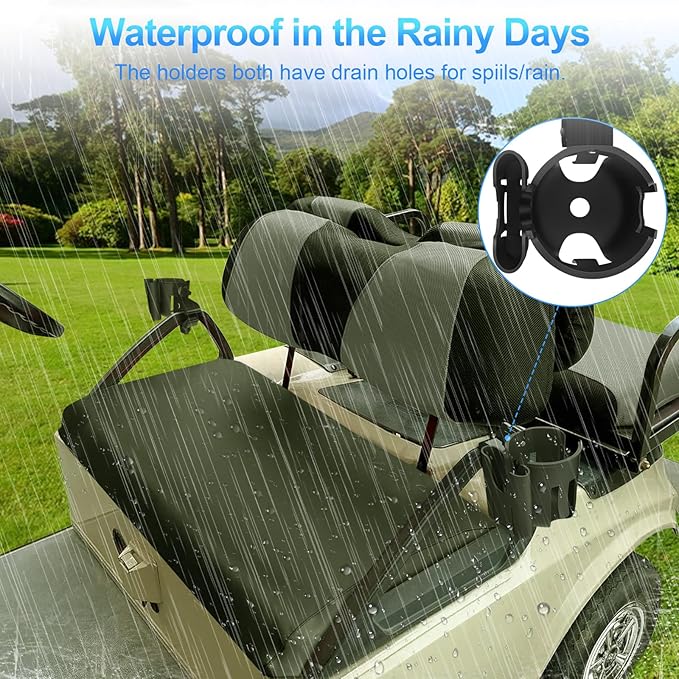 Golf Cart Cup Holder with Phone Holder, 2-in-1 Adjustable Universal Cup Phone Holder Front and Rear Seat Armrest Kit Accessories Compatible for EZGO/Club Car/Yamaha & Most Golf Carts