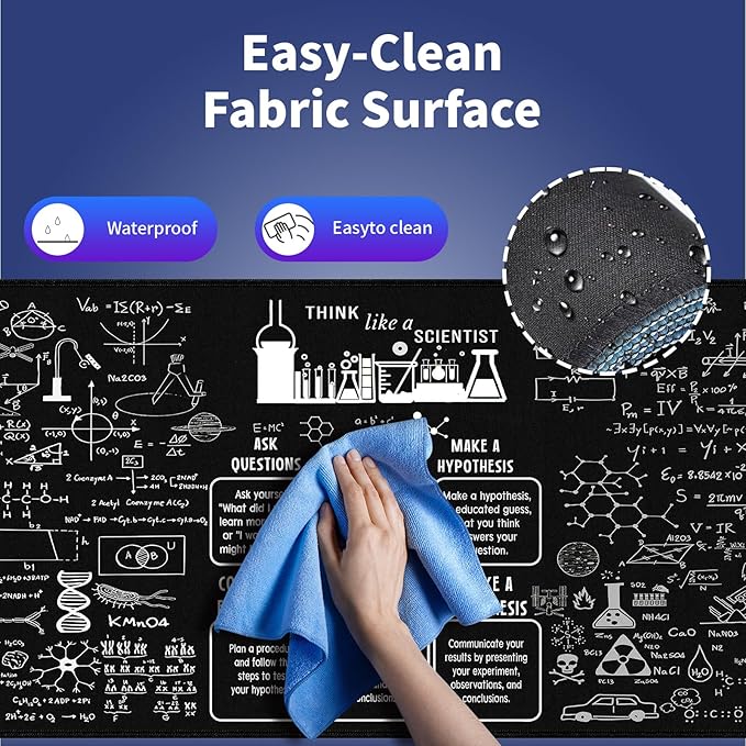 Wknoon. Extra Large Gaming & Office Mouse Pad (31.5" x 11.8") – Inspirational Quote About Science & Education Formulas Math Schematic Physics Equation, XXL Desk Mat with Durable Stitched Edges