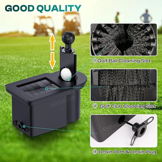 Drive-up Golf Cart Ball Washer and Club Cleaner Kit, Driver Side EZGO Golf Ball Cleaner and Club Head Washer, Suitable for RXV Gas and Electric Golf Carts, OEM 603836