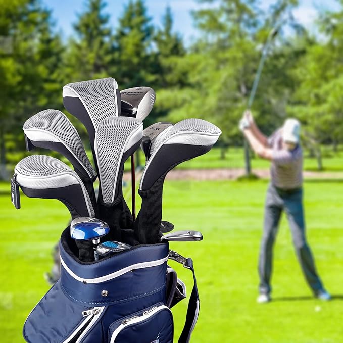 Andux 3pcs/Set Golf 460cc Driver Wood Club Head Covers Long Neck with No. Tags