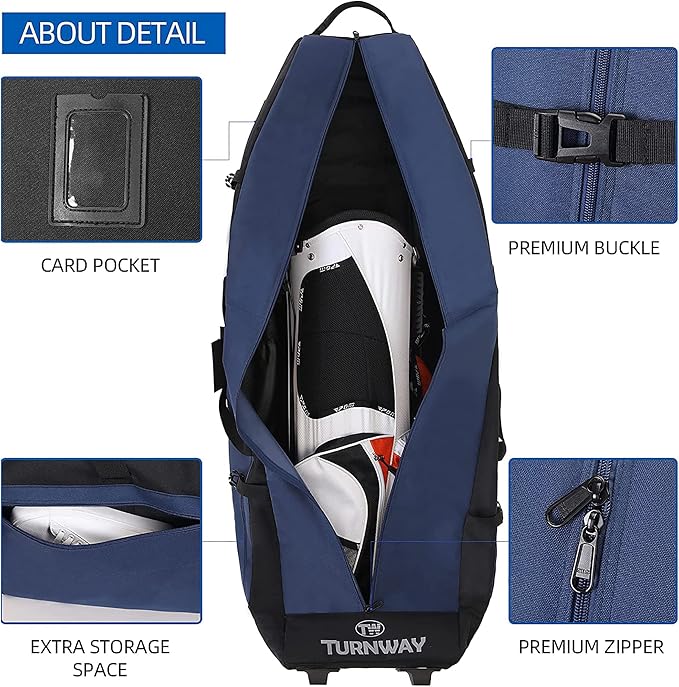 Foldable Padded Golf Travel Bag, Heavy Duty 900D Polyester Golf Club Bag Waterproof Golf Carry Bag Cart Bag with Wheels, Soft-Sided Spacial Size for Golf Gear Transportation