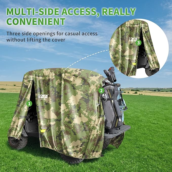10L0L Heavy Duty 650D Golf Cart Cover for 2/4/6 Passengers EZGO, Club Car and Yamaha, All Weather Outdoor Protection Weatherproof