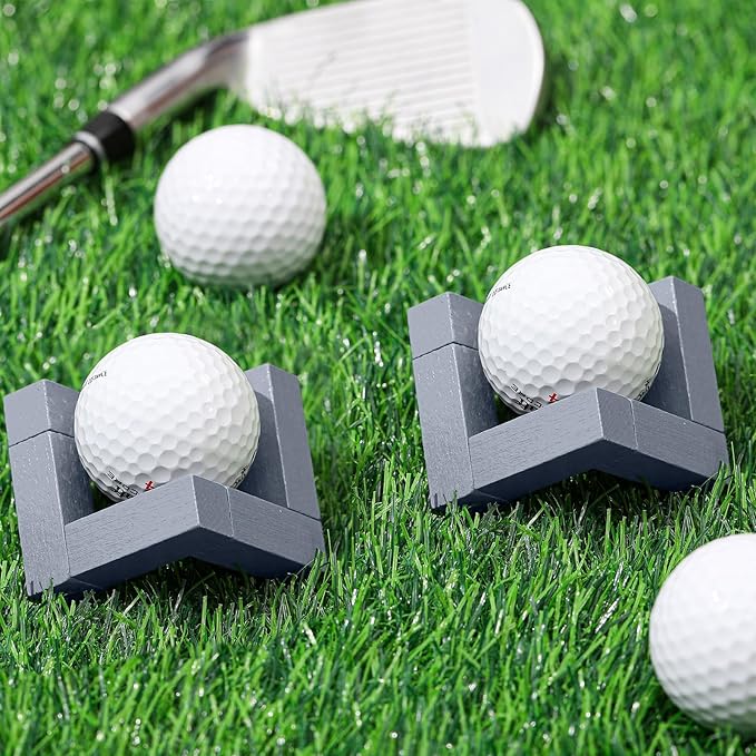 3 Pack Golf Ball Display Stand 1.97 Inch Wooden Golfball Display Case Grey Baseball Rack Holder for Souvenir Collections Tabletop Decor Men Golf Enthusiasts