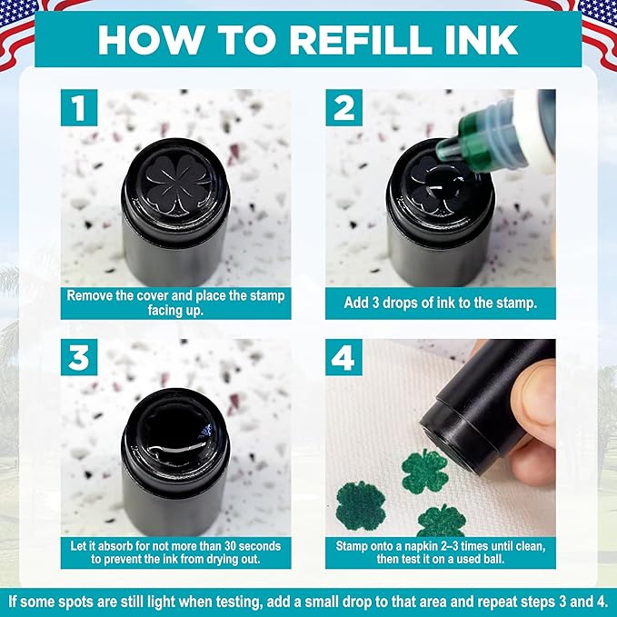 Personalized Golf Ball Marker Stamp with TiteSeal™ Technology - Many Designs to Choose - Gold Case
