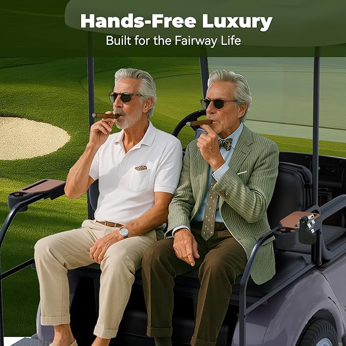 Upgraded Golf Cart Armrest with Cup Holder – Wide Comfort Pad, Universal Fit for EZGO, Club Car, Yamaha – Waterproof, Tool-Free Install, Fits 1" & 1.25" Square Tubes