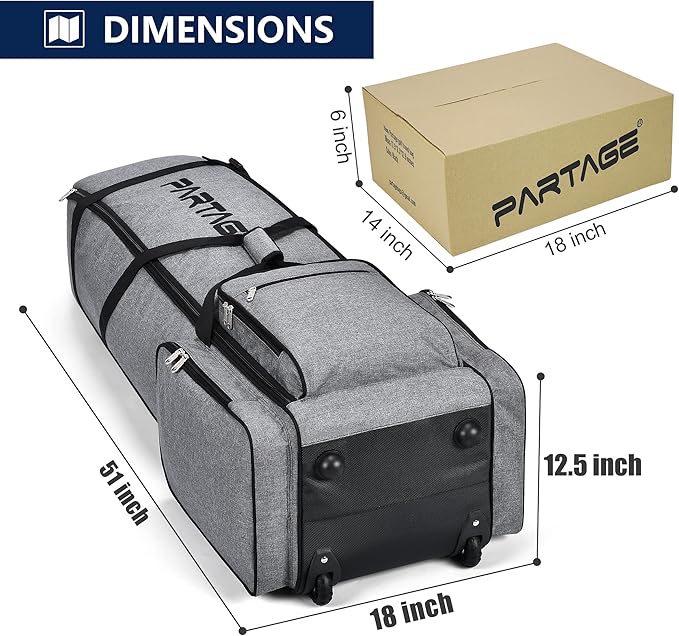 Partage Golf Travel Bag with Wheels,Golf Travel Case for Airlines -Black