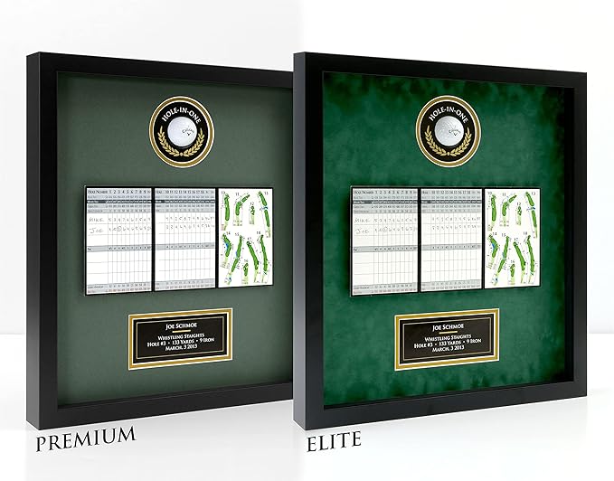 Hole-in-One Golf Display Case Frame, 3 or 4 Components for Ball, Scorecard, Photo & Printed Graphic Info Insert (Elite, 3 Components)