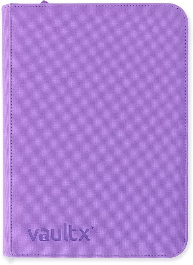 Vault X 9 Pocket Trading Card Zip Binder, 360 Cards, Premium Exo-Tec Album Material, 20 Side-Loading Pages, Folder for Collectible Games, Sports, TCG (Purple)