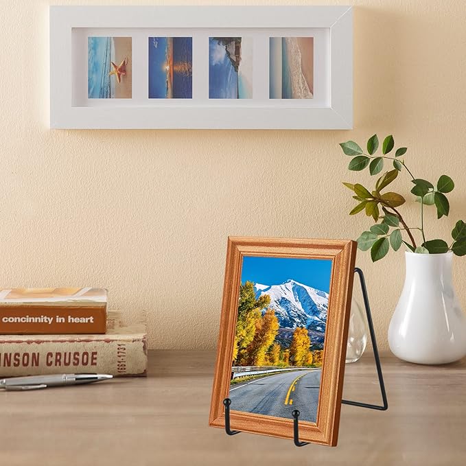 IBosins 5 Pack 6 Inch Plate Holder Display Stands, Metal Black Frame Stand for Picture, Book, Photo Easel, Creation, Collectibles