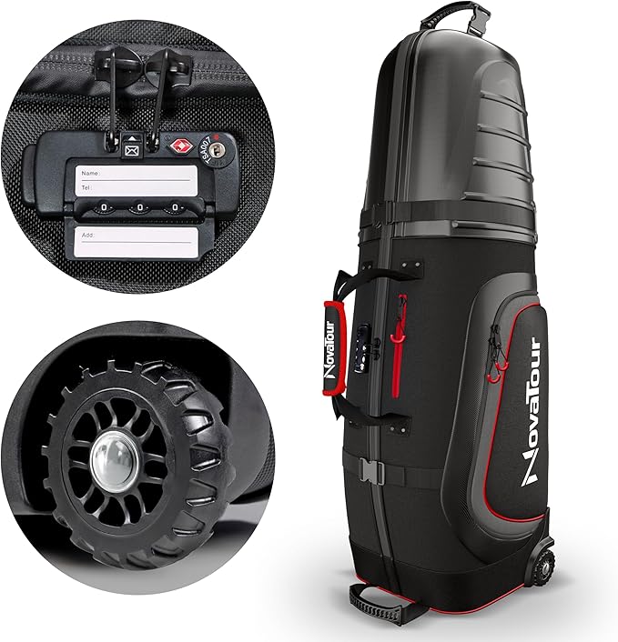 Golf Travel Bag for Airlines: Hard Case Top, Waterproof Zippers, 1680D Oxford Fabric, Built-in TSA Lock, Oversized Tank Wheels, Lightweight, Easy to Maneuver – Maximum Club Protection