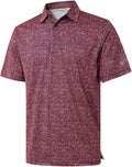 Golf Shirts for Men Dry Fit Short Sleeve Print Performance Moisture Wicking Polo Shirt