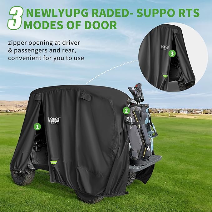 10L0L Heavy Duty 650D Golf Cart Cover for 2/4/6 Passengers EZGO, Club Car and Yamaha, All Weather Outdoor Protection Weatherproof