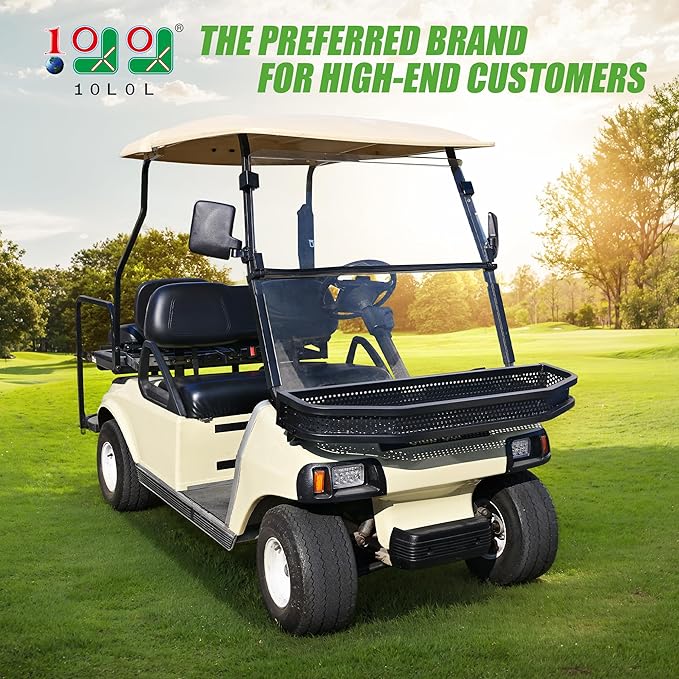 Club Car DS/Precedent Front Cargo Basket Clay Outer Utility with Mounting Brakets for Gas & Electric Golf Carts, Heavy-Duty Steel Drop Mesh Storage Rack