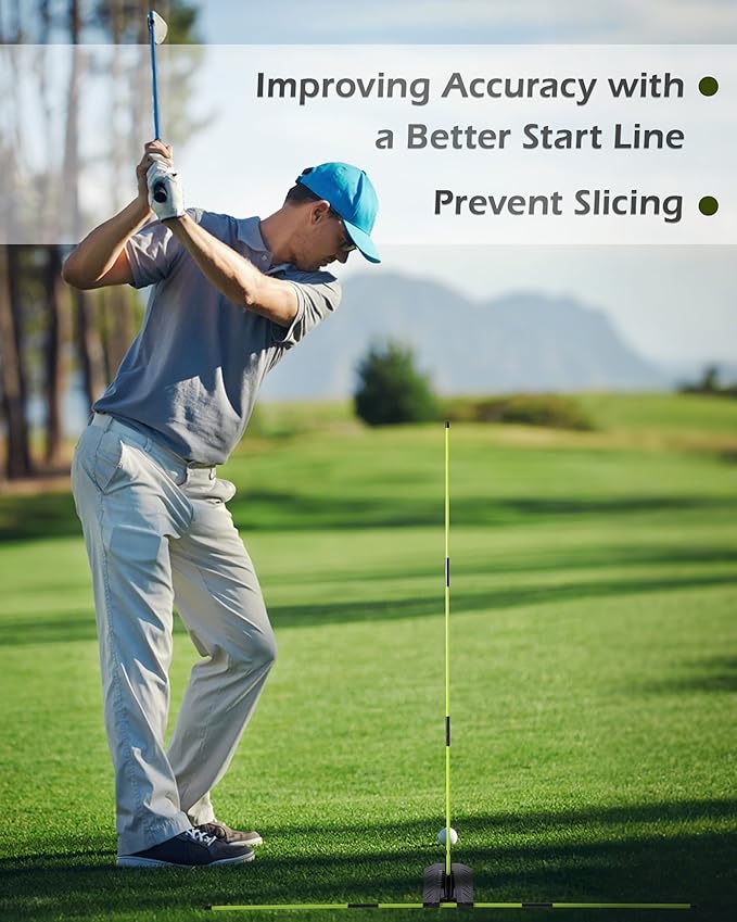 Golf Swing Training Aid, Golf Alignment Stick with Angle Plate/Holder Sets, Posture Corrector Golf Trainging Aid, Swing Plane Trainer for Aiming, Putting, Swing/Golf Practice Tools