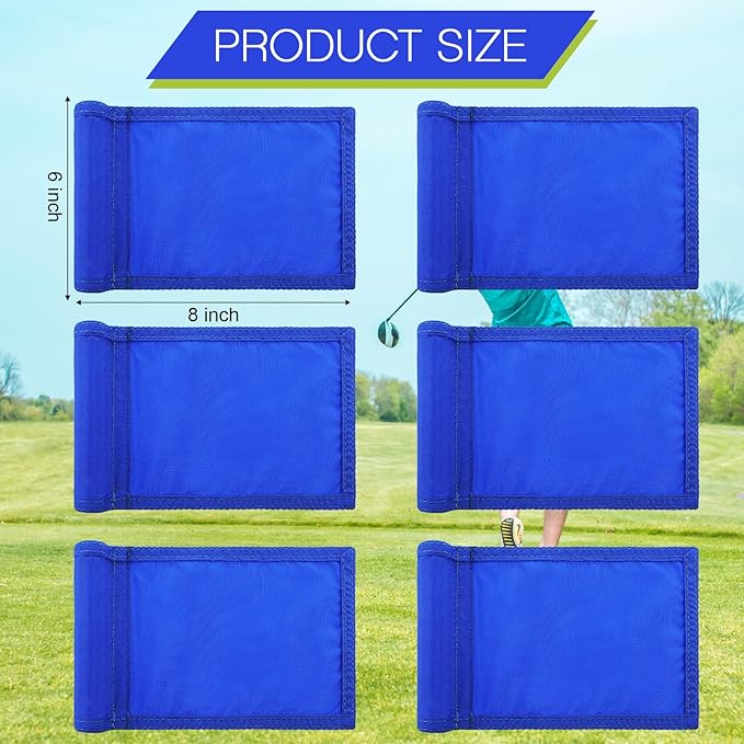 Oudain 6 Pcs Golf Target Flag with Tube Inserted Waterproof Putting Golf Flags 420D Nylon Mini Pin for Yard Indoor Outdoor Backyard Garden Portable, 8 x 6 Inch